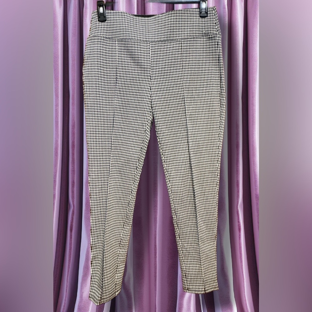 Nine West Black & White Houndstooth Ponte Ankle Leggings size Large NWOT